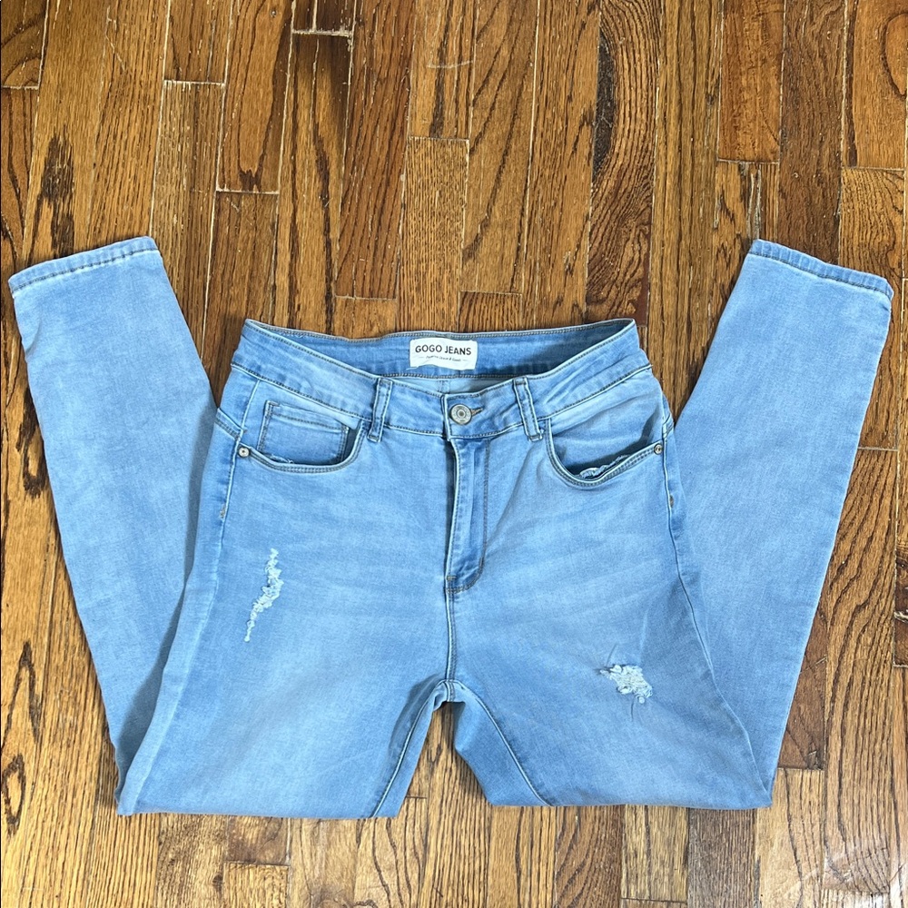 GOGO Light Blue Distressed Skinny Jeans | Size 13